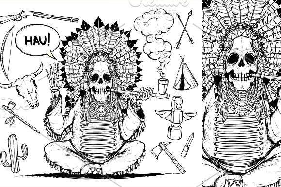 Chieftain of indians in Illustrations - product preview 3