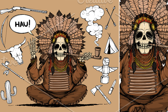 Chieftain of indians in Illustrations - product preview 4