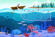 Underwater Fishing Illustration