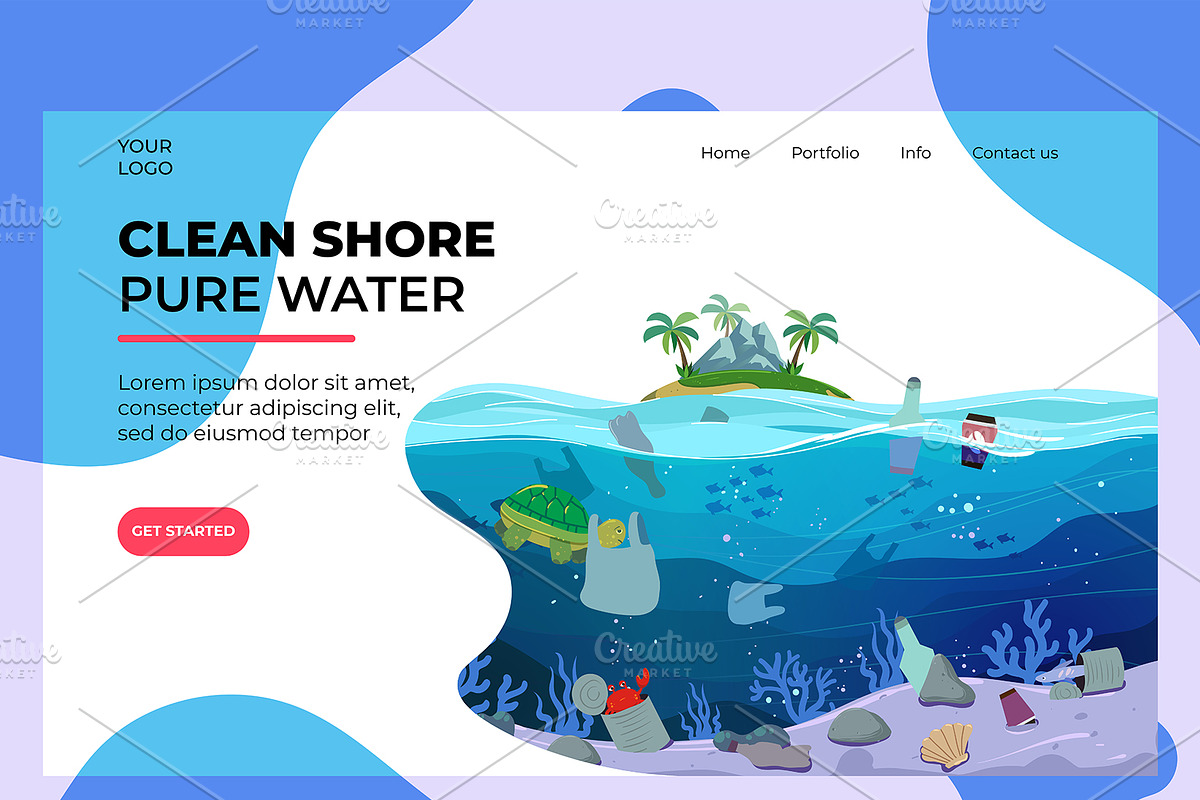 Water Plastic Pollution Landing Page in Landing Page Templates - product preview 8