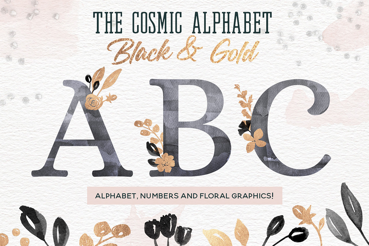 The Cosmic Alphabet - Black & Gold in Illustrations - product preview 8