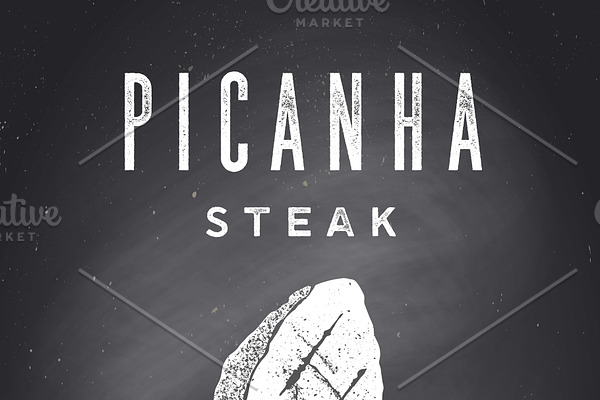 Steak, Chalkboard. Kitchen poster