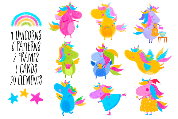 Cute Christmas Unicorns in Illustrations - product preview 1