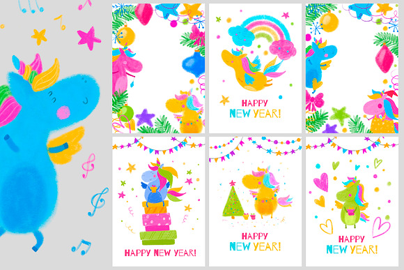 Cute Christmas Unicorns in Illustrations - product preview 5
