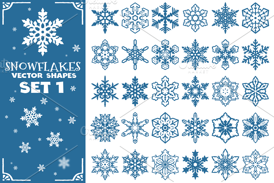 Decorative Snowflakes Shapes Set 1 in Illustrations - product preview 8