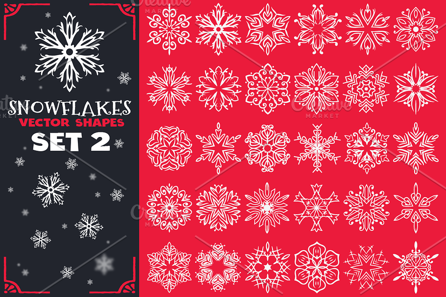Decorative Snowflakes Shapes Set 2 in Illustrations - product preview 8