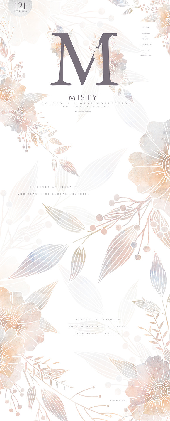 MISTY - Floral Graphics and Monogram in Illustrations - product preview 12
