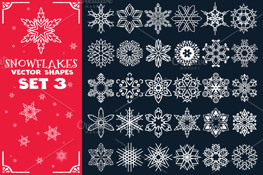 Decorative Snowflakes Shapes Set 3 in Illustrations - product preview 8