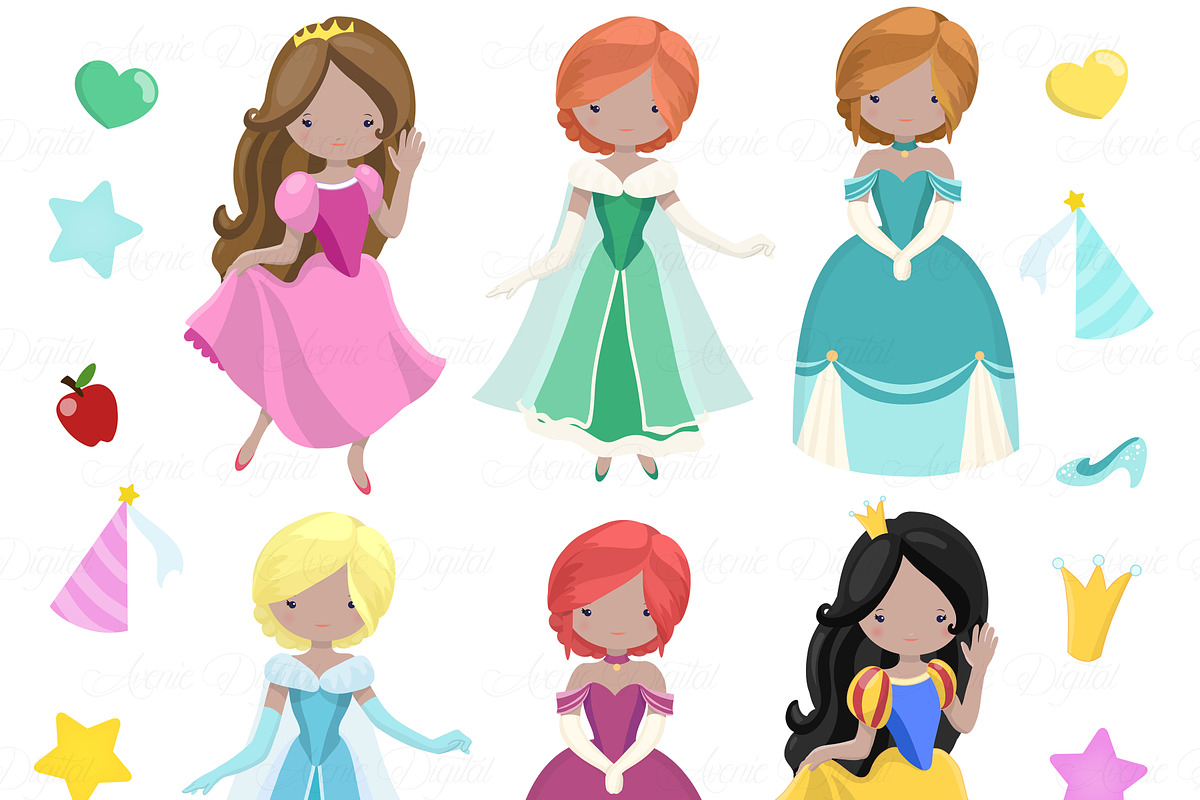 Fairytale Princess Clipart + Vectors in Illustrations - product preview 8