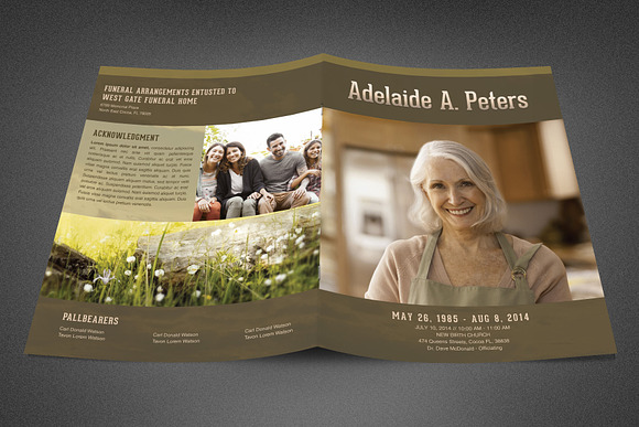 In Memoriam Funeral Program in Brochure Templates - product preview 2