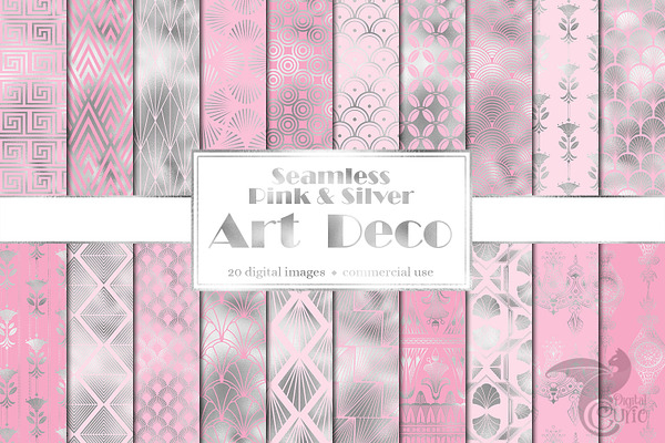 Pink & Silver Art Deco Digital Paper