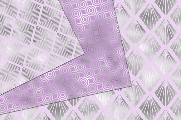 Purple & Silver Art Deco Patterns in Patterns - product preview 3