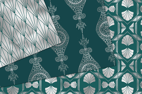 Teal and Silver Art Deco Digital Pap in Patterns - product preview 1