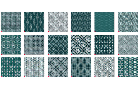Teal and Silver Art Deco Digital Pap in Patterns - product preview 2
