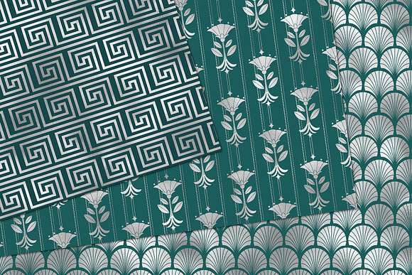 Teal and Silver Art Deco Digital Pap in Patterns - product preview 3