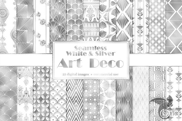White and Silver Art Deco Patterns