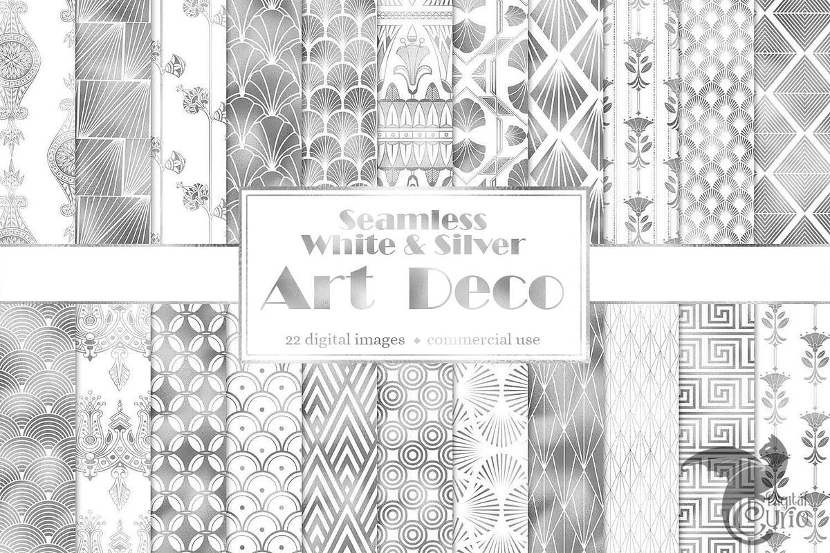 White and Silver Art Deco Patterns in Patterns - product preview 8