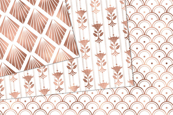 White and Rose Gold Digital Paper in Patterns - product preview 1