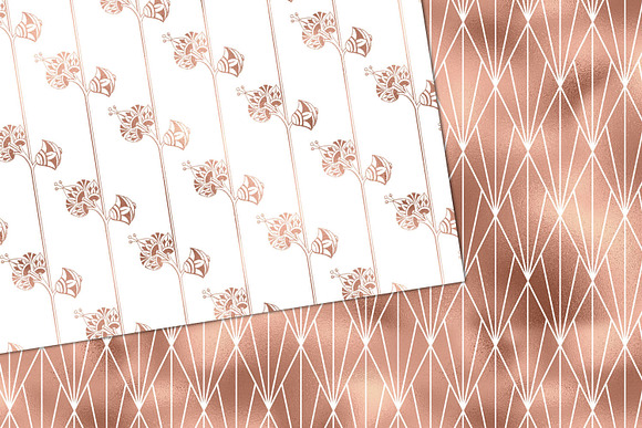 White and Rose Gold Digital Paper in Patterns - product preview 2