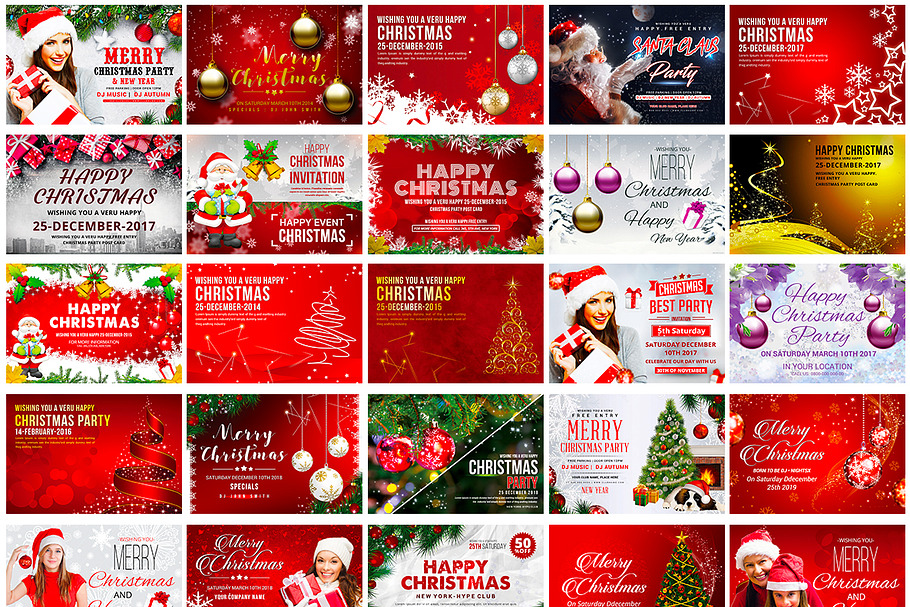 50 Christmas Party Flyers Cards Bun in Templates - product preview 8