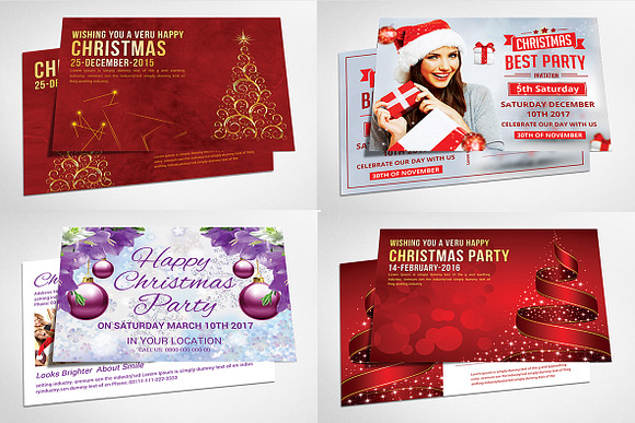50 Christmas Party Flyers Cards Bun in Templates - product preview 5