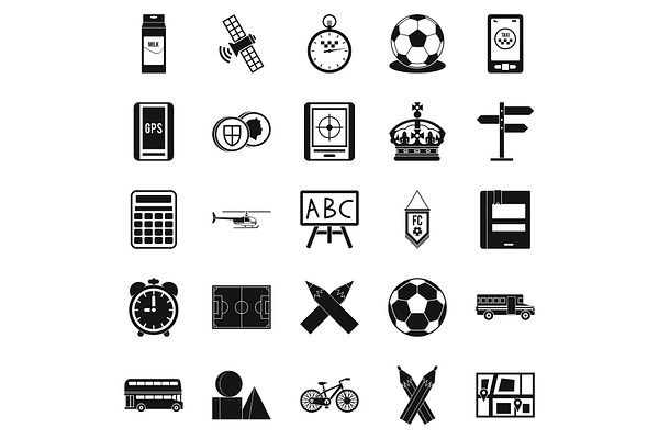 Motorbus icons set, simple style