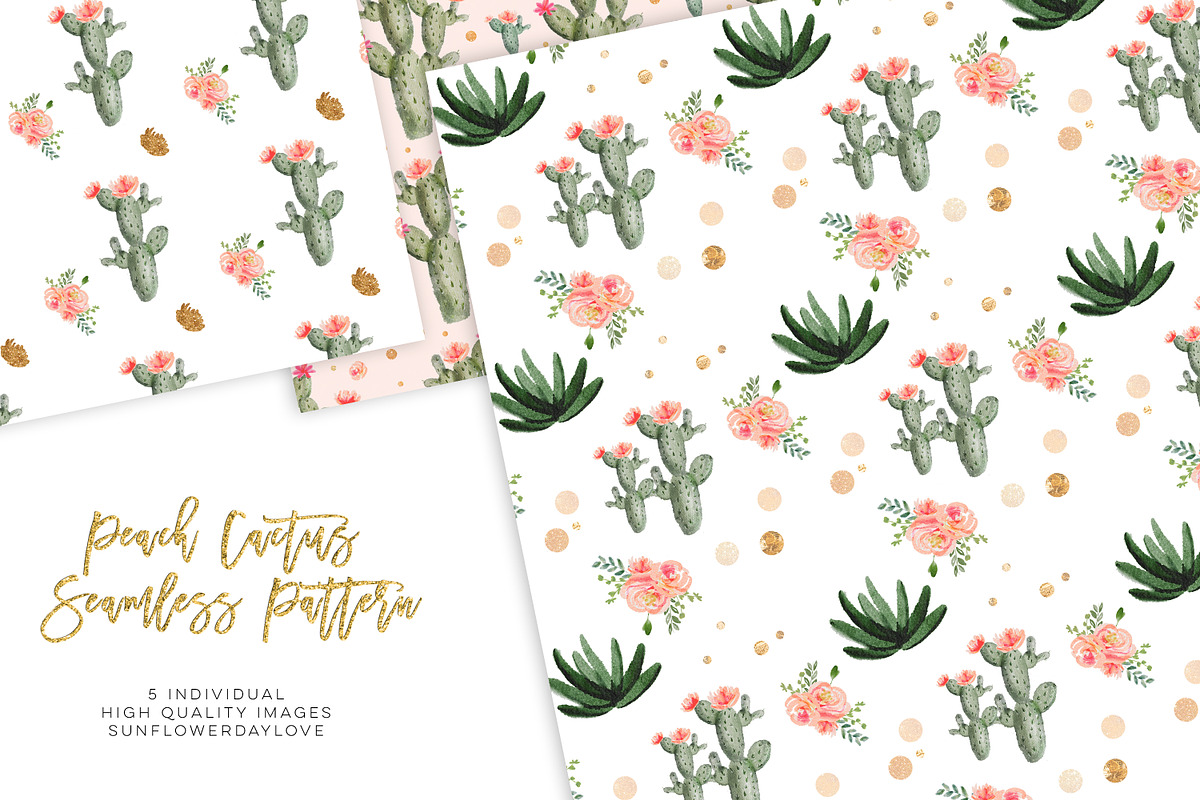 Watercolor Cactus Succulents in Patterns - product preview 8