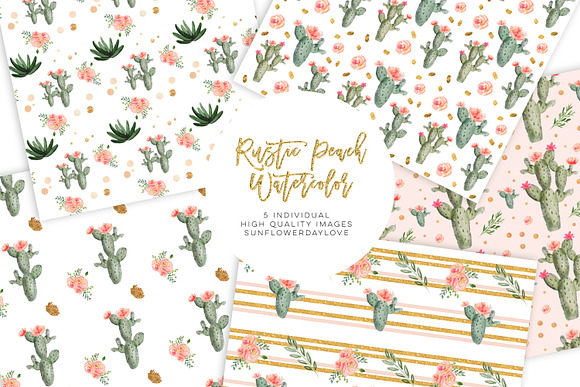 Watercolor Cactus Succulents in Patterns - product preview 1