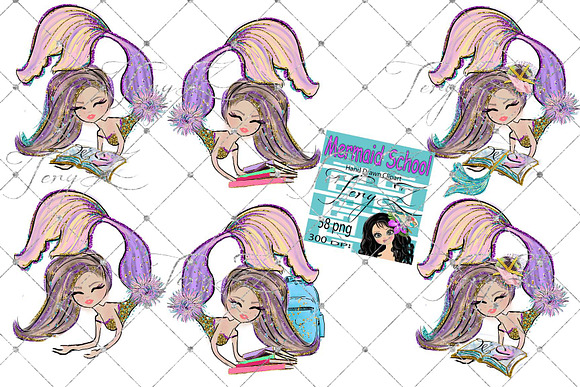 Mermaids School Clipart in Illustrations - product preview 2