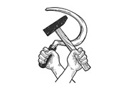 Hands with Hammer and sickle sketch