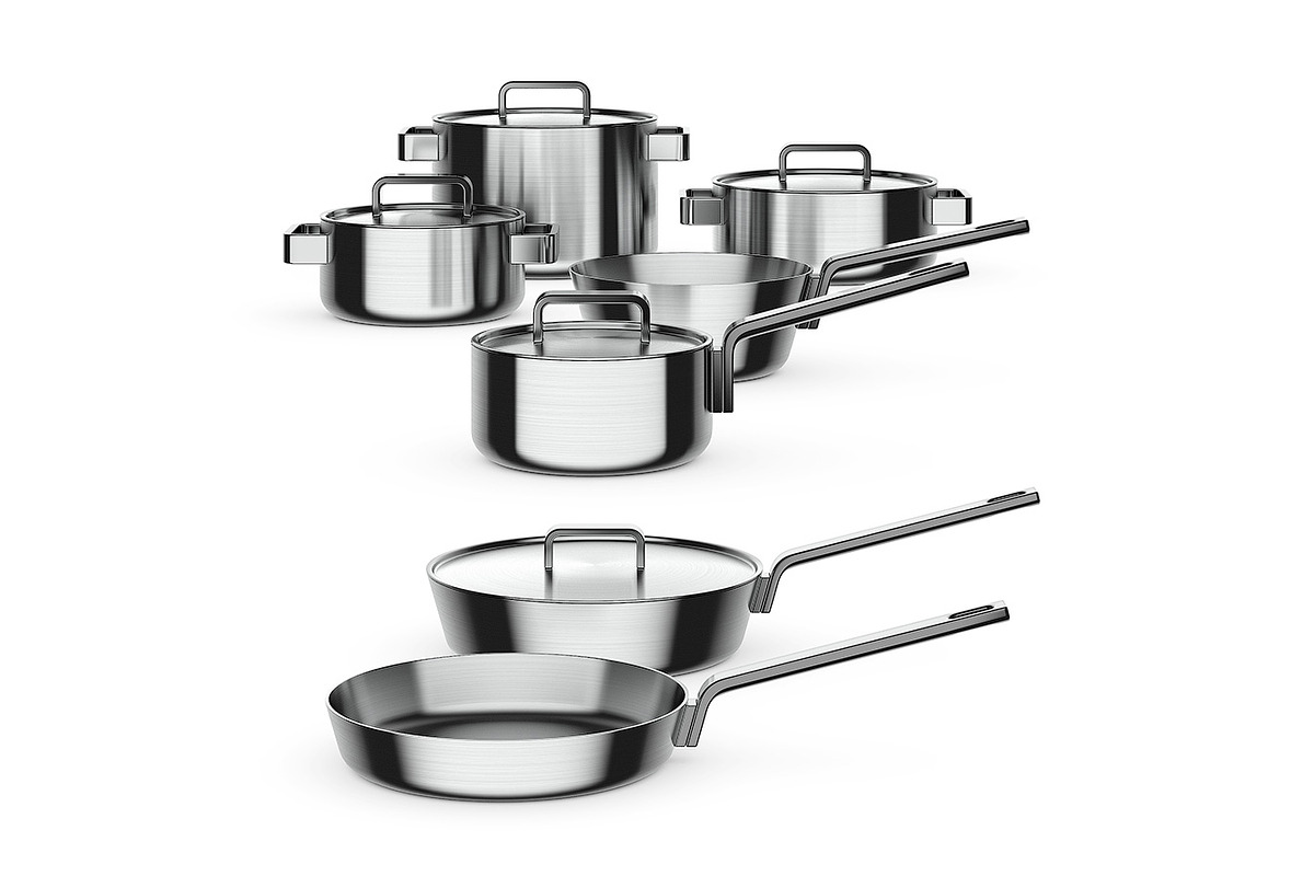 Steel cookware 3d model in Objects - product preview 8