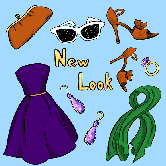 Fashion clothes in different styles in Illustrations - product preview 4