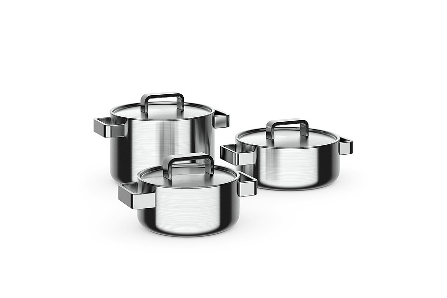 Steel cookware 3d model in Objects - product preview 1