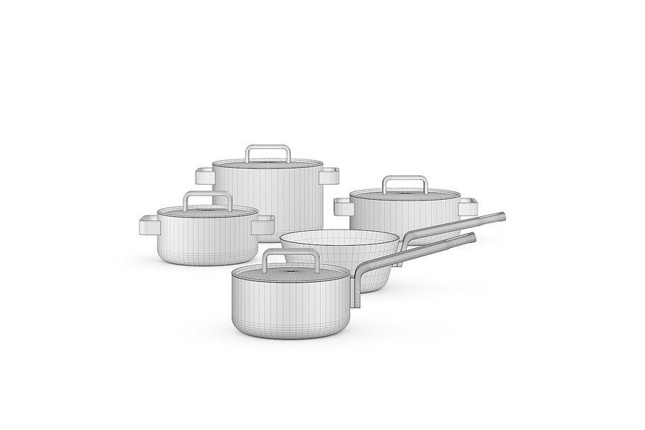 Steel cookware 3d model in Objects - product preview 4