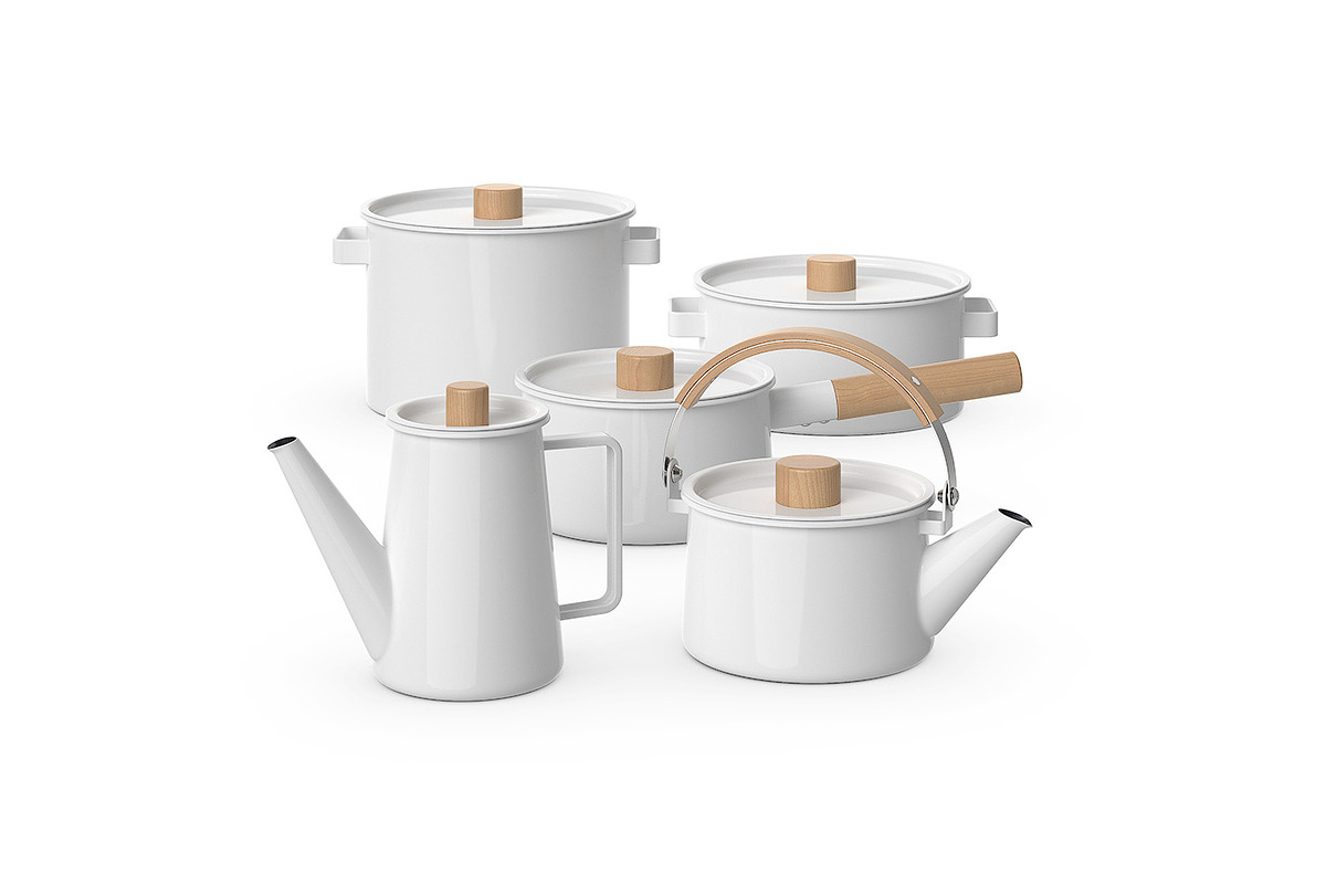 Enamel kitchenware set 3d model in Objects - product preview 8