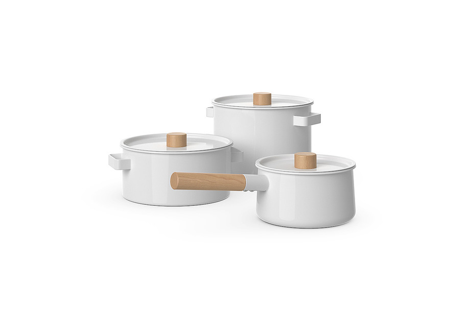 Enamel kitchenware set 3d model in Objects - product preview 1