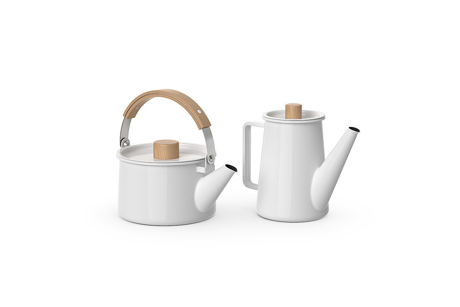 Enamel kitchenware set 3d model in Objects - product preview 2