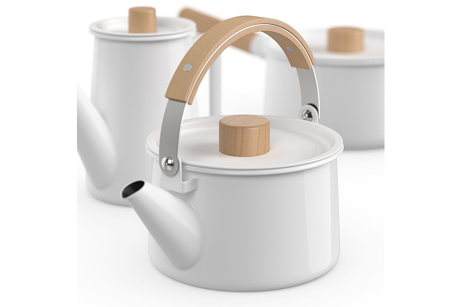 Enamel kitchenware set 3d model in Objects - product preview 4