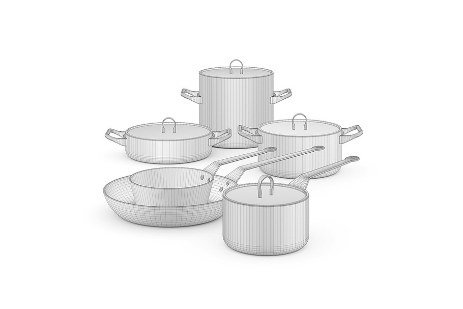 Cookware set 3d model in Objects - product preview 3