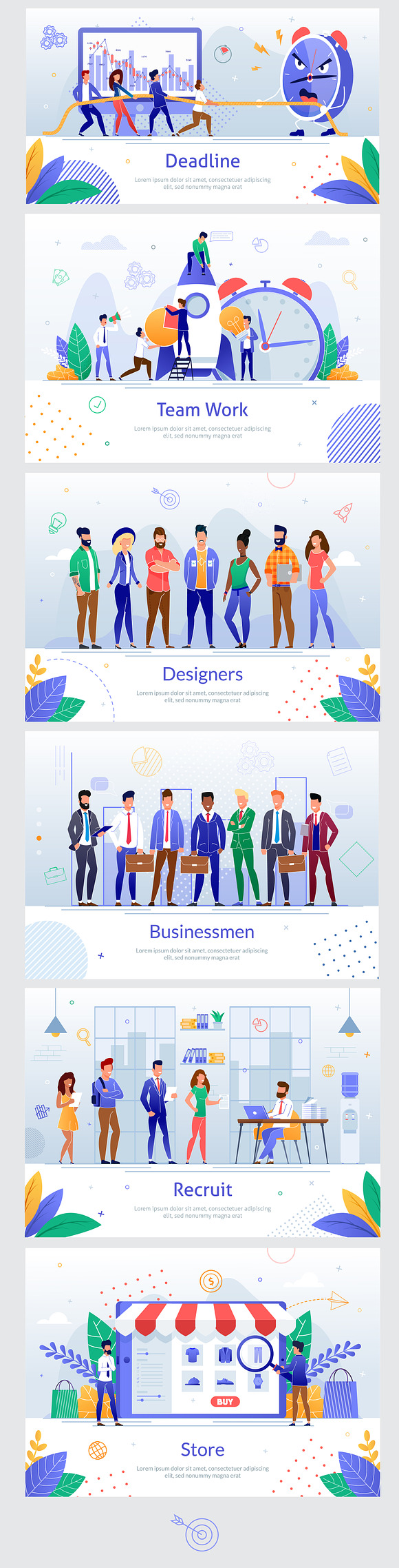 Office Team Flat Scenes in Website Templates - product preview 2