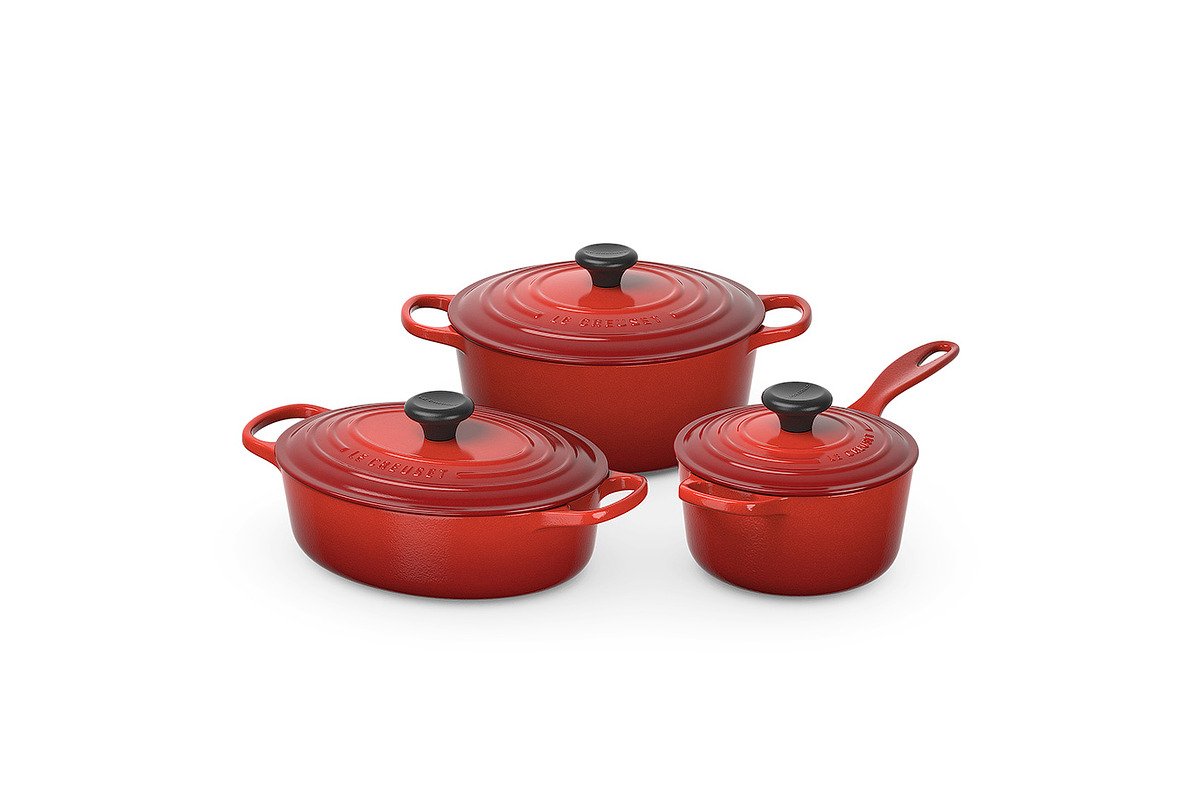 Le Creuset cookware set 3d model in Objects - product preview 8
