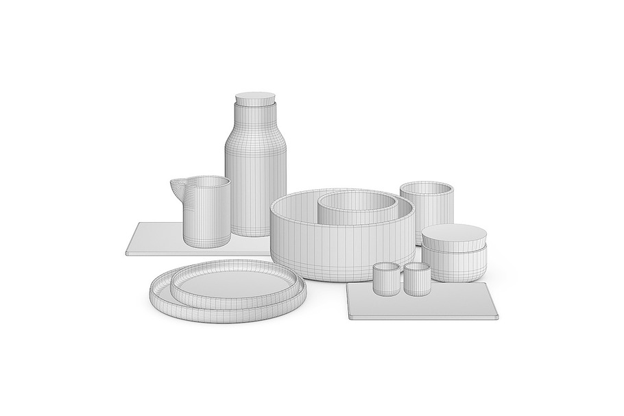 Dinner set 3d model in Objects - product preview 4