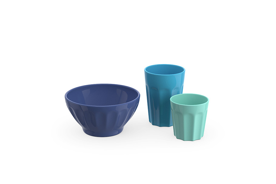 Ceramic bowls and cups 3d model in Objects - product preview 2