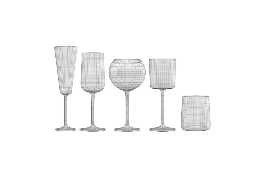 Set of glasses 3d model in Objects - product preview 2