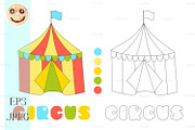 Vector striped circus tent