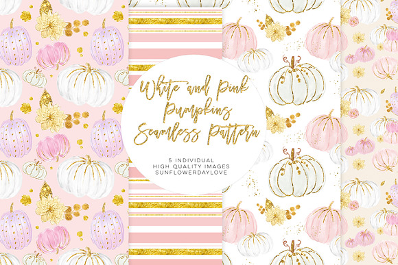 White and Pink Pumpkins Patterns in Patterns - product preview 1