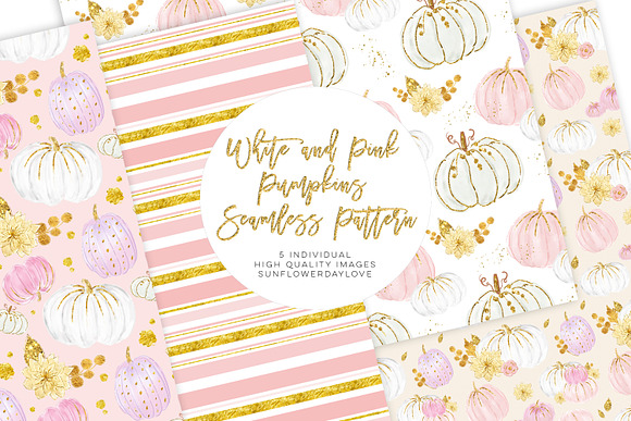 White and Pink Pumpkins Patterns in Patterns - product preview 2