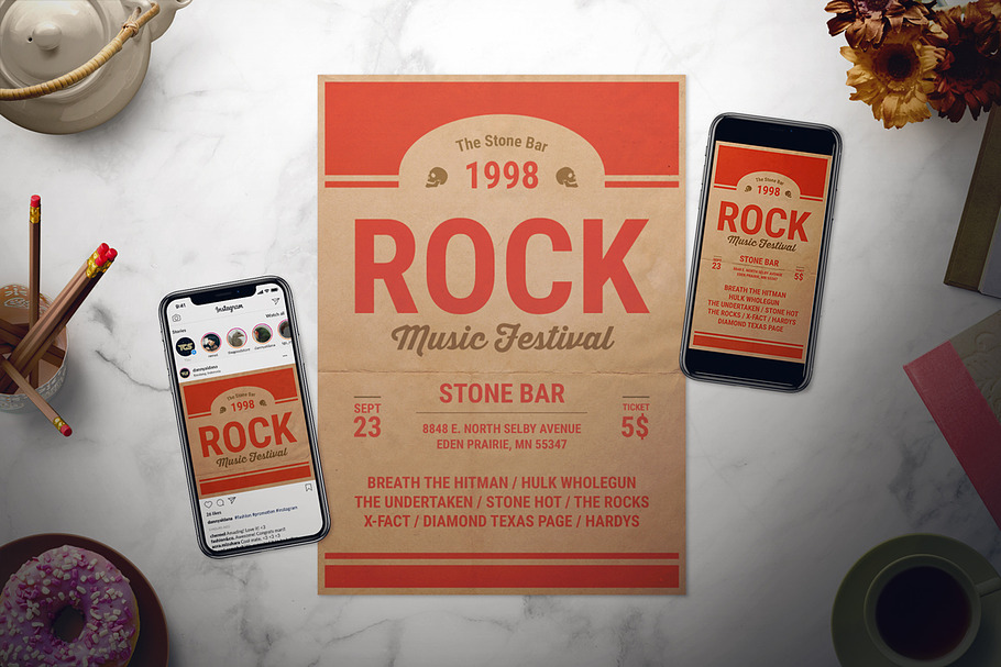 Rock Music Flyer Set in Flyer Templates - product preview 8