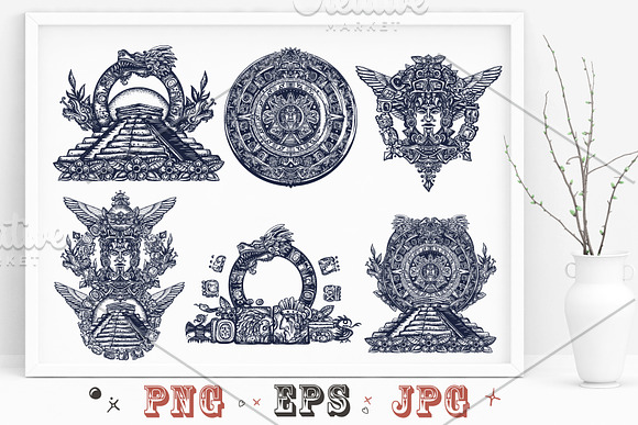 Ancient Maya tattoo in Graphics - product preview 1