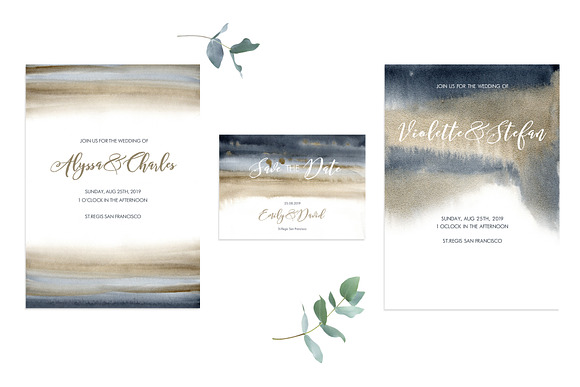 Black and Gold Watercolor Background in Textures - product preview 3